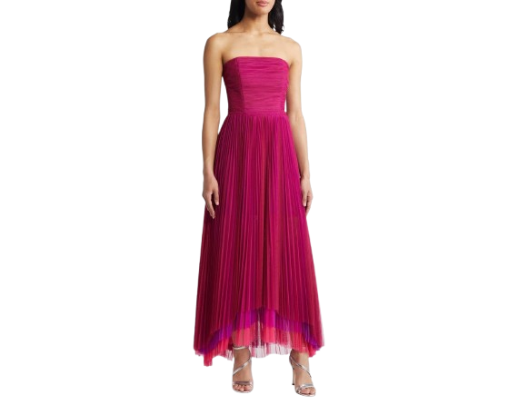 Smocked Strapless Tulle Cocktail Dress by Chelsea28